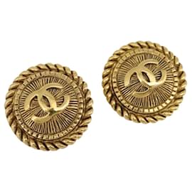Orecchini CHANEL COCO Mark in metallo color oro CC Auth 191713V - Chanel