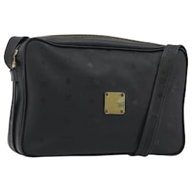 MCM Vicetos Shoulder Bag PVC Leather Black Gold Auth 191049