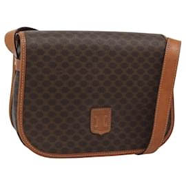 Céline Borsa a Spalla CELINE Macadam Canvas PVC Pelle Marrone Oro Auth mr2732