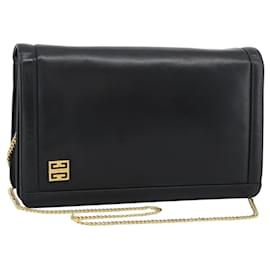 Borsa a Spalla con Catena GIVENCHY in Pelle Nera Oro Auth 190822A