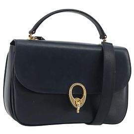 Céline CELINE Handtasche aus Leder 2way Navy Gold Auth 186644A