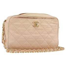 CHANEL Matelasse Chain Shoulder Bag Pelle Rosa Oro CC Auth 190487