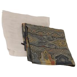 ETRO Ferragamo Stole Silk Wool Linen 2 Set Gray Ivory Auth am11770 - Etro