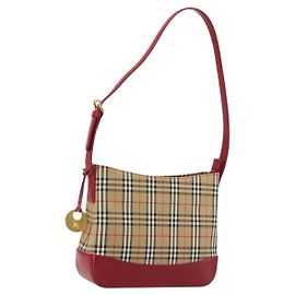 Borsa a tracolla BURBERRY Nova Check in tela Beige Gold Auth 190469A
