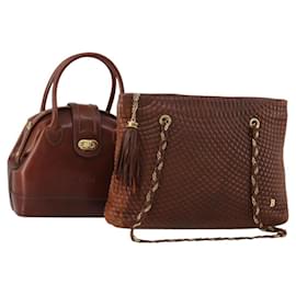 Borsa BALLY in pelle 2 Set Marrone Oro Autentica bs35899 - Bally