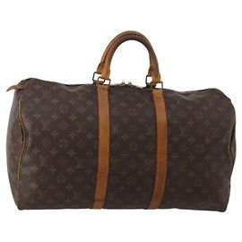 LOUIS VUITTON Monogram Keepall 50 Boston Bag M41426 LV Auth 189909