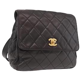 CHANEL Matelasse Rucksack Lammfell Gold Schwarz CC Auth 189824SAV