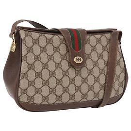 Borsa GUCCI GG Supreme Web Sherry Line PVC Beige Oro 116 02 076 Auth 190492