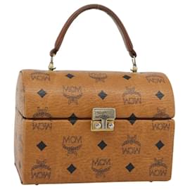 Borsa Vanity MCM Vicetos Logogram PVC Pelle Marrone Oro Auth 190615A