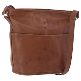 Borsa a Spalla Coach in Pelle Marrone e Oro Auth 189421