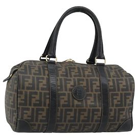 Borsa a Mano FENDI Zucca Canvas Nero Marrone Autentica 186665