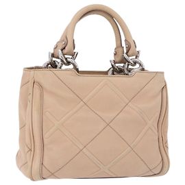 Borsa a mano Salvatore Ferragamo in pelle rosa argento autentica 191491