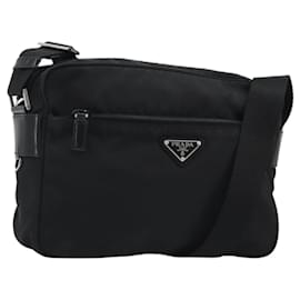 Borsa a tracolla PRADA Nylon Nero Argento Auth mr2725A - Prada