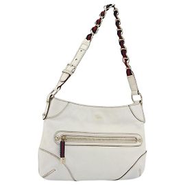 GUCCI Sherry Line Chain Bag Couro Branco Ouro 153011 491404 Auth 190887A
