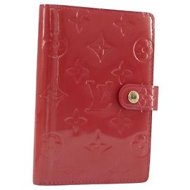 LOUIS VUITTON Monogram Vernis Agenda PM Planner Cover Pink R2101F Auth 188667A