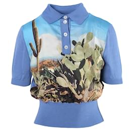 Paul Smith Strickpolo aus Seidenmischung mit Wüstenlandschaft-Motiv