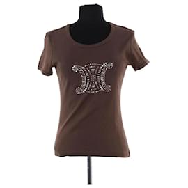 Céline T-Shirt aus Baumwolle Braun M