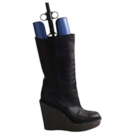 Bottes en cuir noir Yves Saint Laurent Taille 40