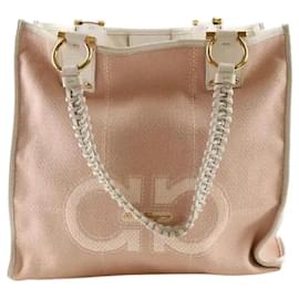 Borsa tote in cotone rosa Salvatore Ferragamo