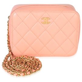 Chanel Coral Quilted Lambskin Pearl Crush Camera Vanity Case