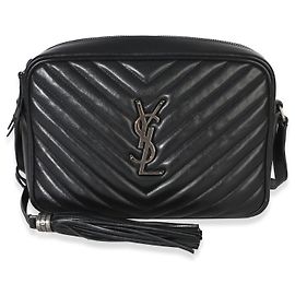 Saint Laurent Lou Camera Bag aus schwarzem Matelassé-Kalbsleder