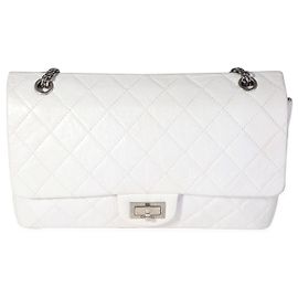 Chanel White Aged Calfskin Quilted 2.55 Reissue 227 Flap