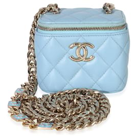 Mini beauty case Chanel Blue in agnello trapuntato Coco Chain