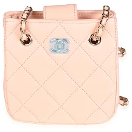 Mini borsa shopping Chanel in agnello trapuntato rosa