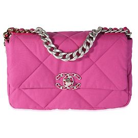 Borsa Chanel 19 Flap in Cotone Trapuntato Chanel Fuchsia Taglia Medium