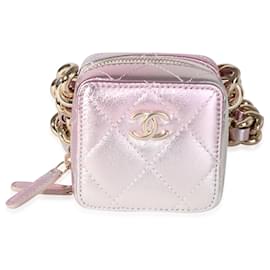 Clutch Chanel Coco Punk in agnello metallizzato trapuntato con catena