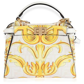 Fendi x Versace Fendace Gold Baroque & White FF Motif Mini Peekaboo