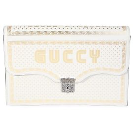 Clutch Portfolio GUCCY in pelle di vitello con stampa Mystic White Star Gucci x Sega