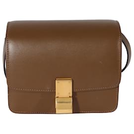Celine Small Box Bag aus glattem braunem Leder - Céline