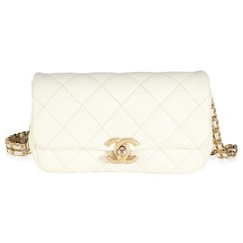 Chanel Bolsa de Cintura Melody em Caviar Matelassê Branco
