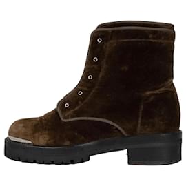 Alexander McQueen Stiefeletten aus braunem Velours EU 36.5 Gebraucht