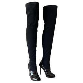 Stella Mc Cartney Stella McCartney Botas Over-the-Knee de Ante Negro y Charol