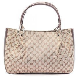 Gucci GG Canvas und Leder Tote Bag