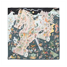 Foulard in seta Hermès Carré 90 "Academia Ipica" Grigio