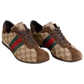 Sneakers Gucci in Tela Monogram con Striscia Web