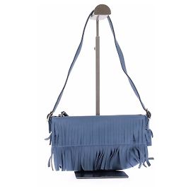 Bolso de mano Agnès b. de cuero azul con flecos