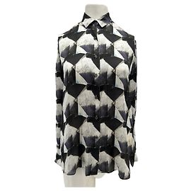 Autre Marque THEYSKENS' THEORY Gemustertes Seidenhemd Schwarz