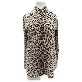 Camisa Equipment de Seda con Estampado de Leopardo Marrón XS