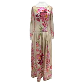 Alberta Ferretti Blumenkleid aus rosa Seide