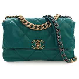 Chanel Green Large Lambskin 19 Flap