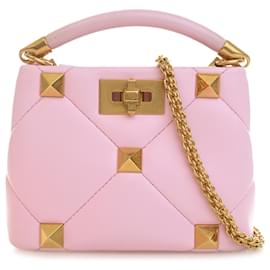 Borsa Valentino Pink Small Nappa Roman Stud The Handle