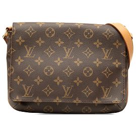 Louis Vuitton Marrone Monogram Musette Tango con Tracolla Corta