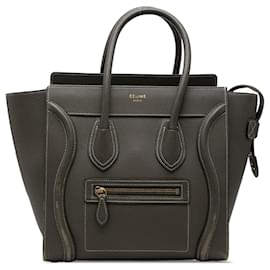 Céline Celine Micro Luggage Tote aus grauem genarbtem Kalbsleder