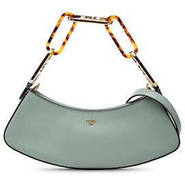 Borsa Fendi Green Leather O Lock Swing in pelle