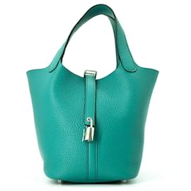 Borsa Hermes Picotin Lock PM in verde Malachite - Hermès