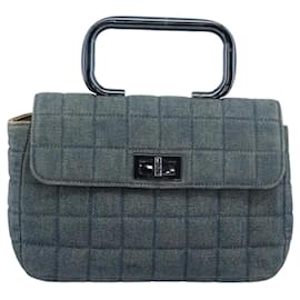Chanel Chocolate Bar Mademoiselle Top Handle Quilted Denim Small